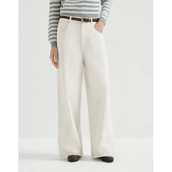 Brunello Cucinelli Relaxed trousers with monili in Panama, view 2