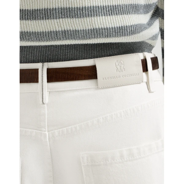 Brunello Cucinelli Relaxed trousers with monili in Panama, view 4