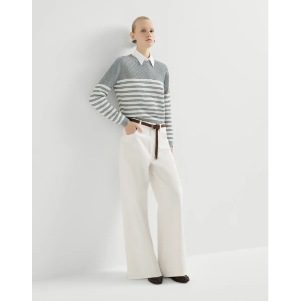 Brunello Cucinelli Relaxed trousers with monili in Panama, view 5