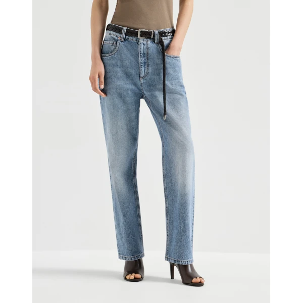 Brunello Cucinelli Retro five-pocket trousers in Light Denim, view 2