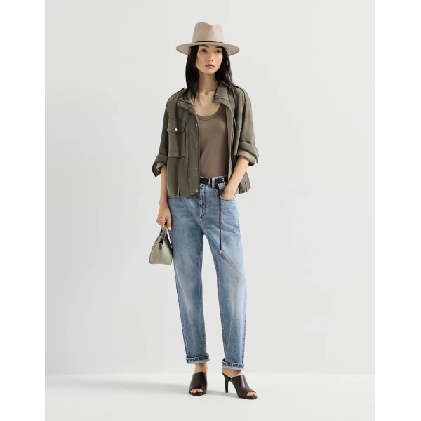Brunello Cucinelli Retro five-pocket trousers in Light Denim, view 6