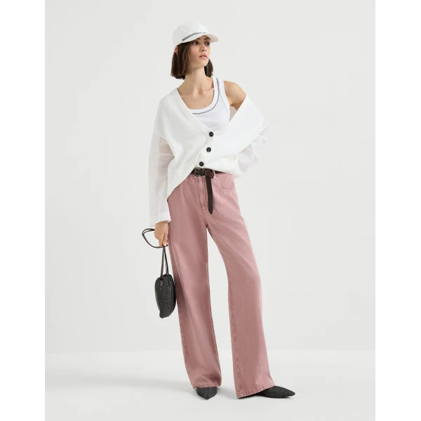 Brunello Cucinelli Rib knit cardigan in White, view 6