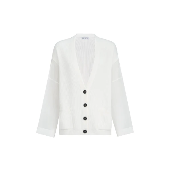 Brunello Cucinelli Rib knit cardigan in White