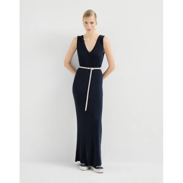 Brunello Cucinelli Rib knit dress in Blue, view 5