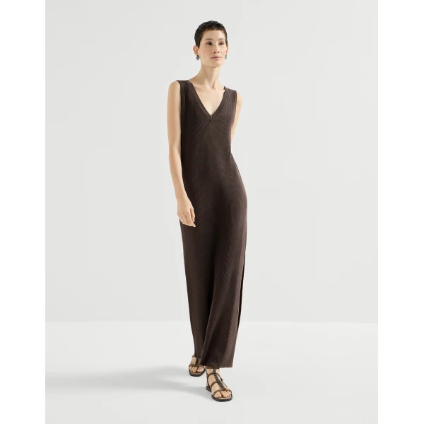 Brunello Cucinelli Rib knit dress in Brown, view 2