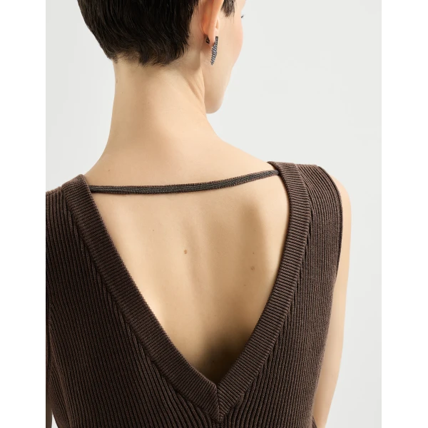 Brunello Cucinelli Rib knit dress in Brown, view 4