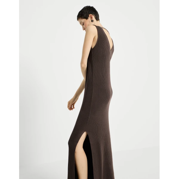 Brunello Cucinelli Rib knit dress in Brown, view 5