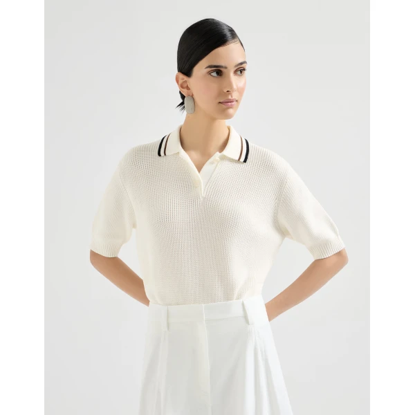 Brunello Cucinelli Rib knit polo, view 2