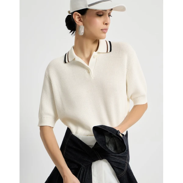 Brunello Cucinelli Rib knit polo, view 5