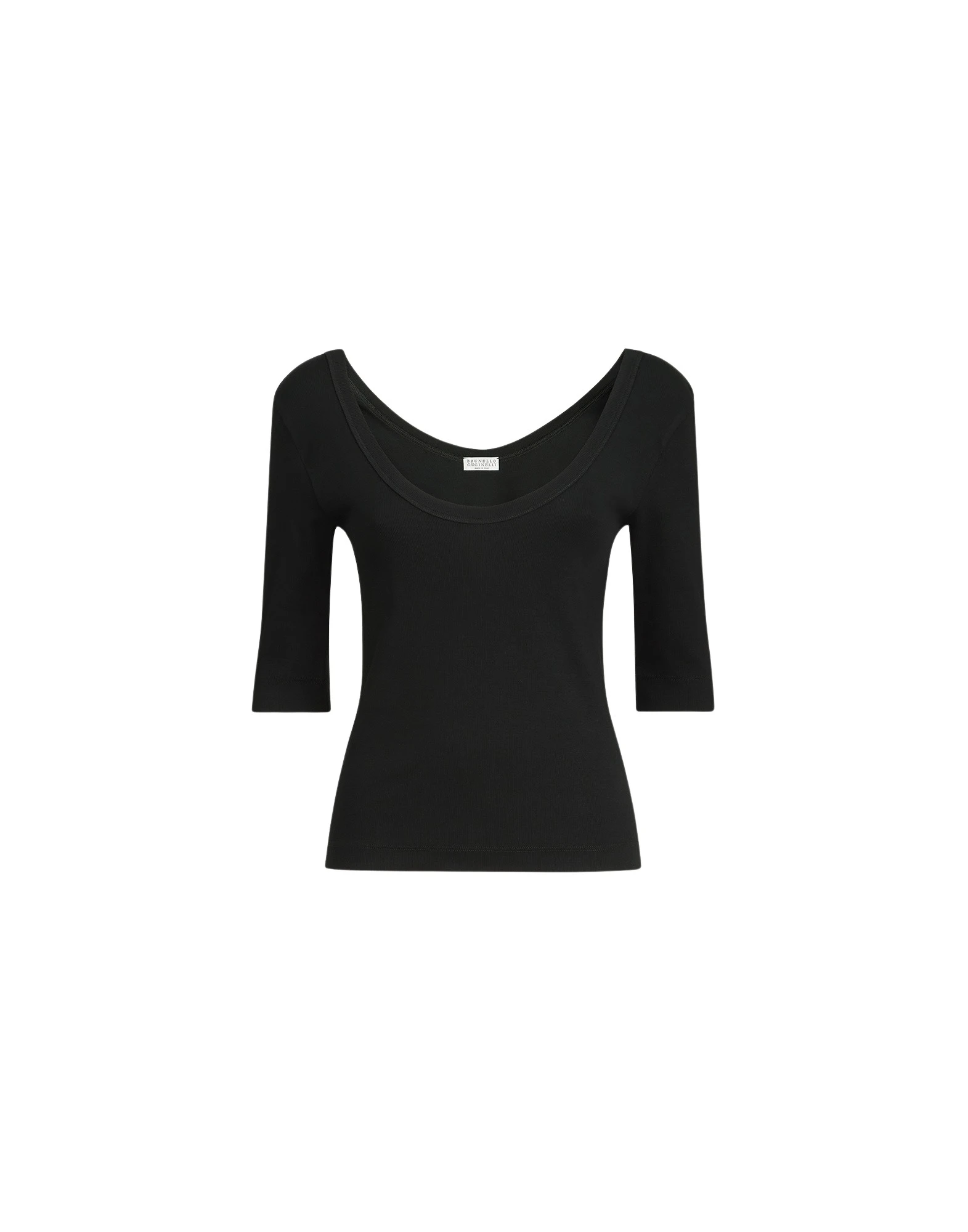 Brunello Cucinelli Ribbed jersey T-shirt in Black Top