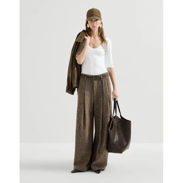 Brunello Cucinelli Ribbed jersey T-shirt in White Top, view 6