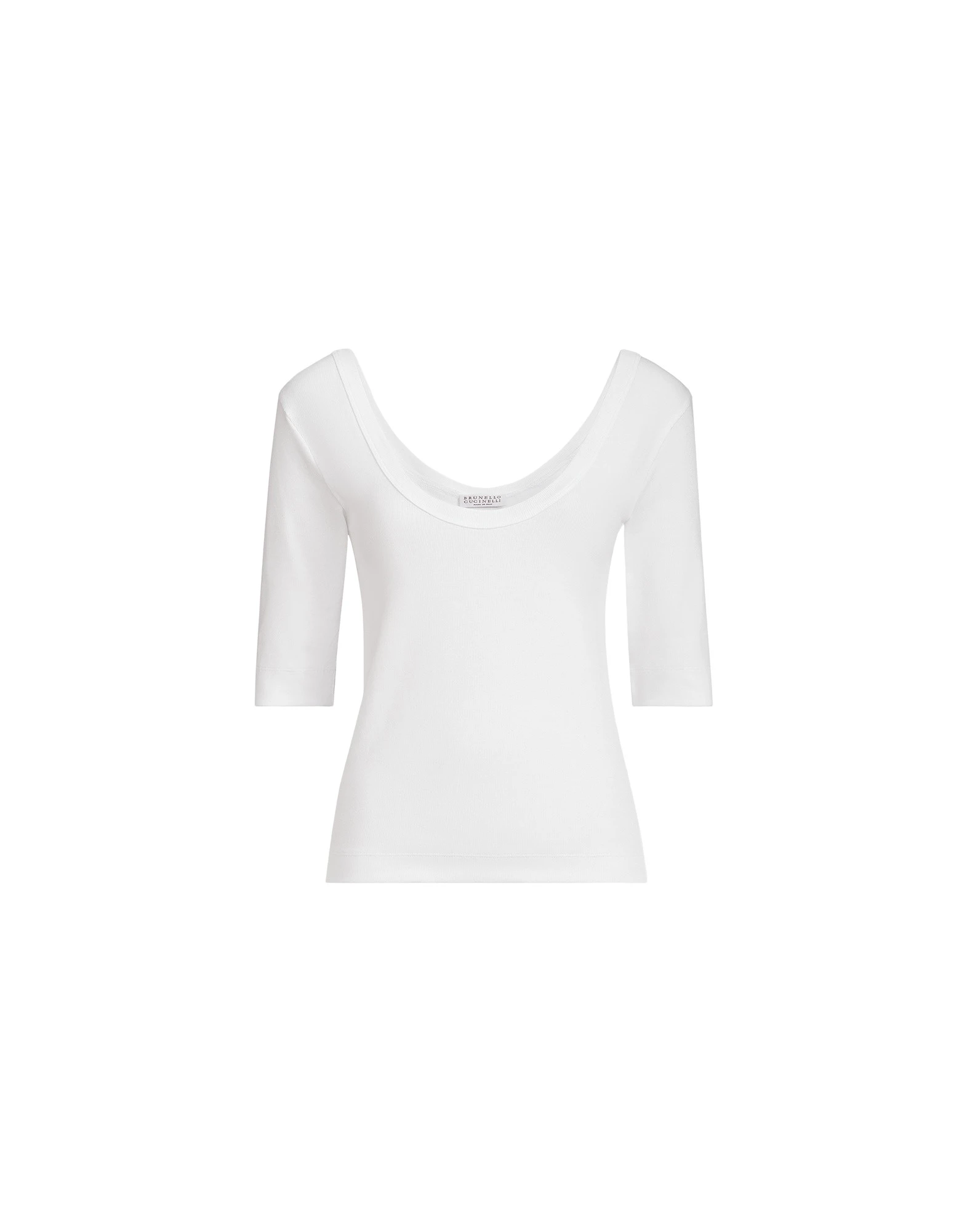 Brunello Cucinelli Ribbed jersey T-shirt in White Top