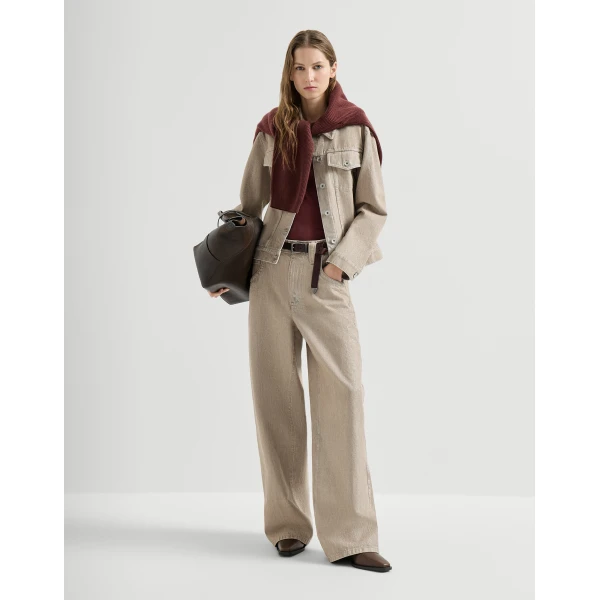 Brunello Cucinelli Ribbed jersey T-shirt in Wine Top, view 6