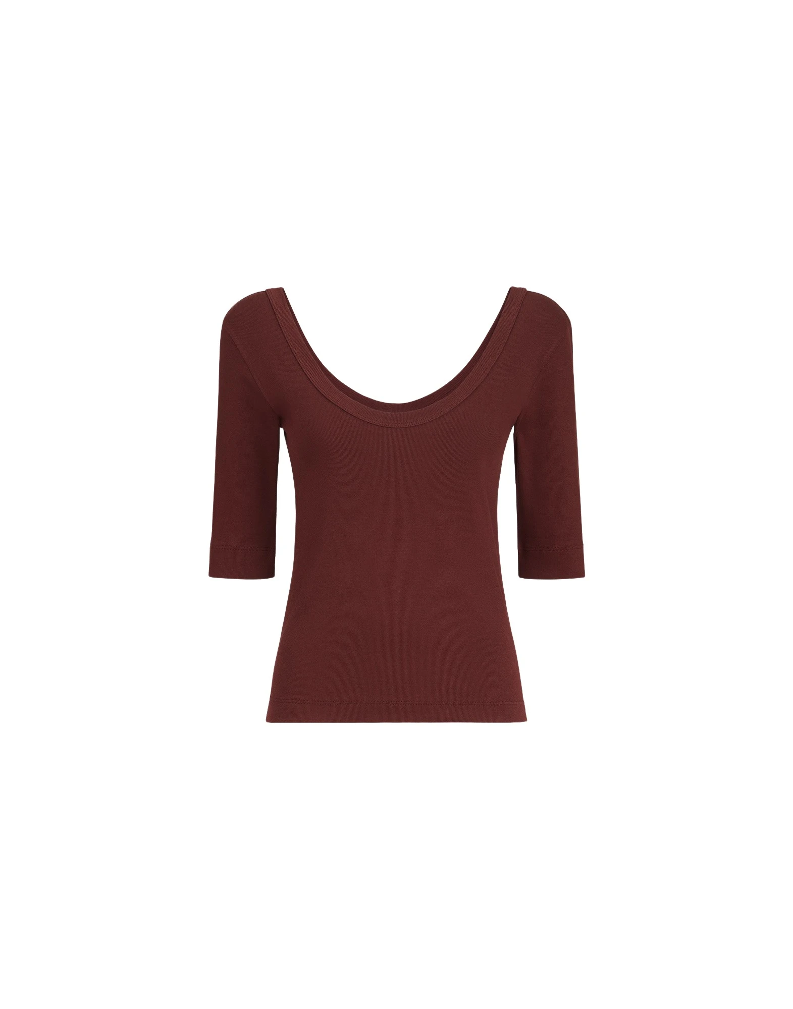 Brunello Cucinelli Ribbed jersey T-shirt in Wine Top