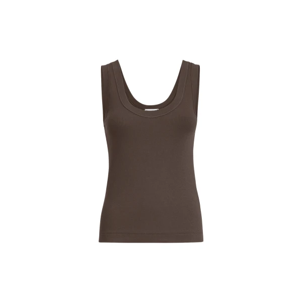 Brunello Cucinelli Ribbed jersey top in Brown