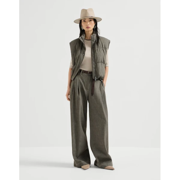 Brunello Cucinelli Ribbed jersey top in Buff, view 6