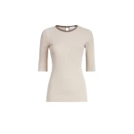 Brunello Cucinelli Ribbed jersey top in Buff