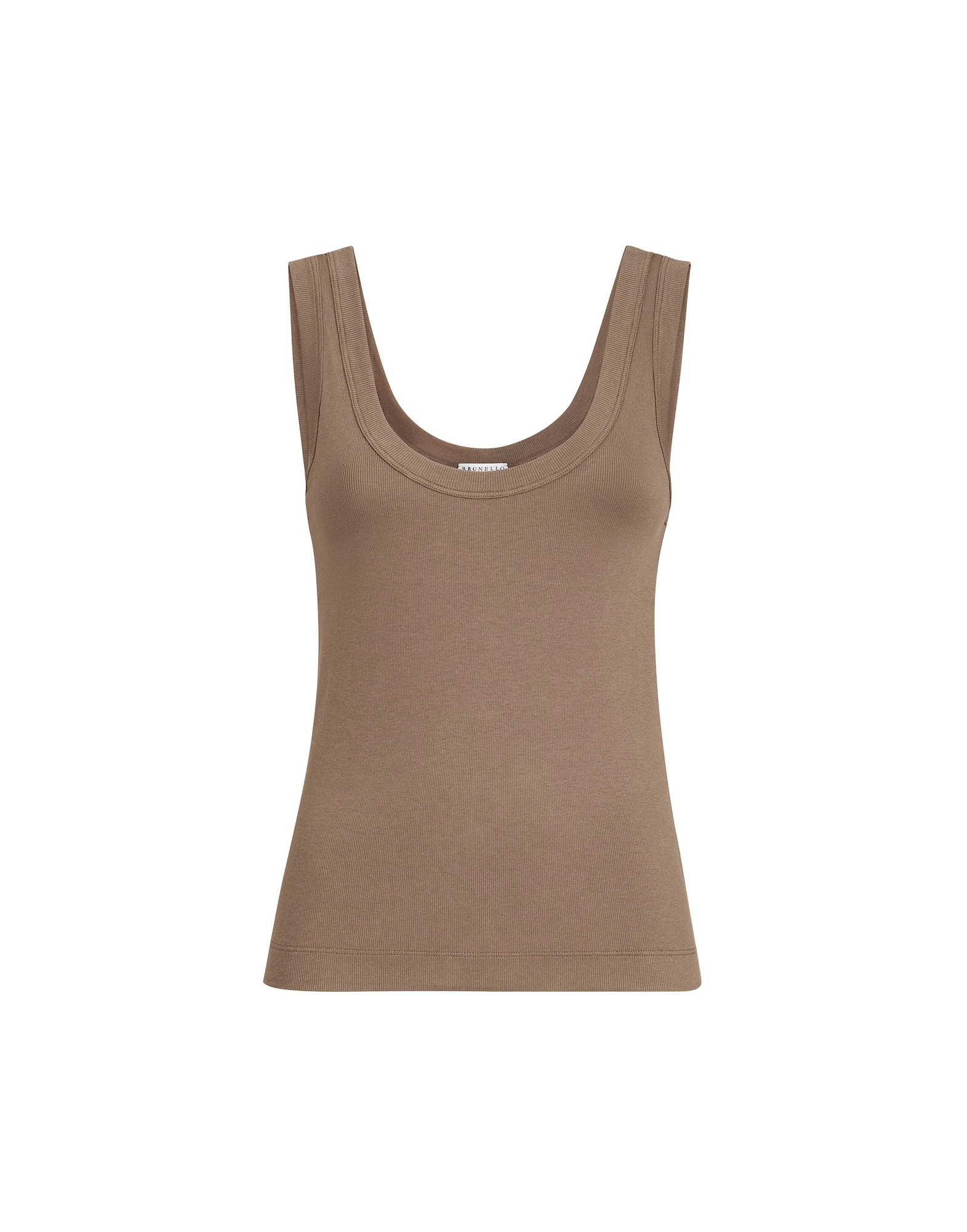 Brunello Cucinelli Ribbed jersey top in Chocolate