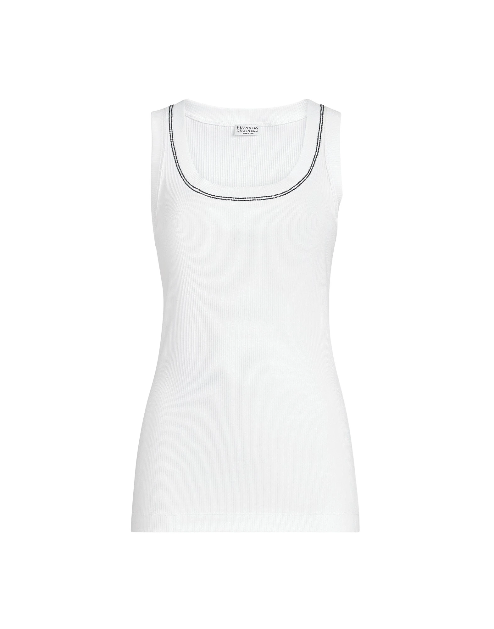 Brunello-Cucinelli-Ribbed-jersey-top-in-White14949_nobg Brunello Cucinelli Ribbed jersey top in White