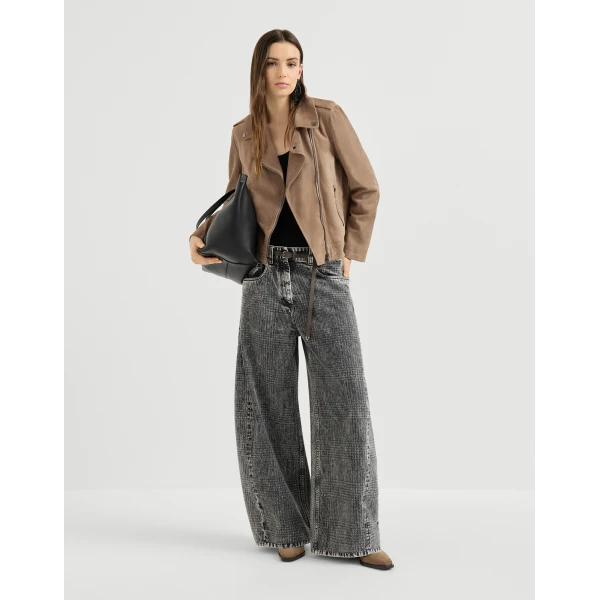 Brunello Cucinelli Ribbed jersey top with monili in Black, view 6