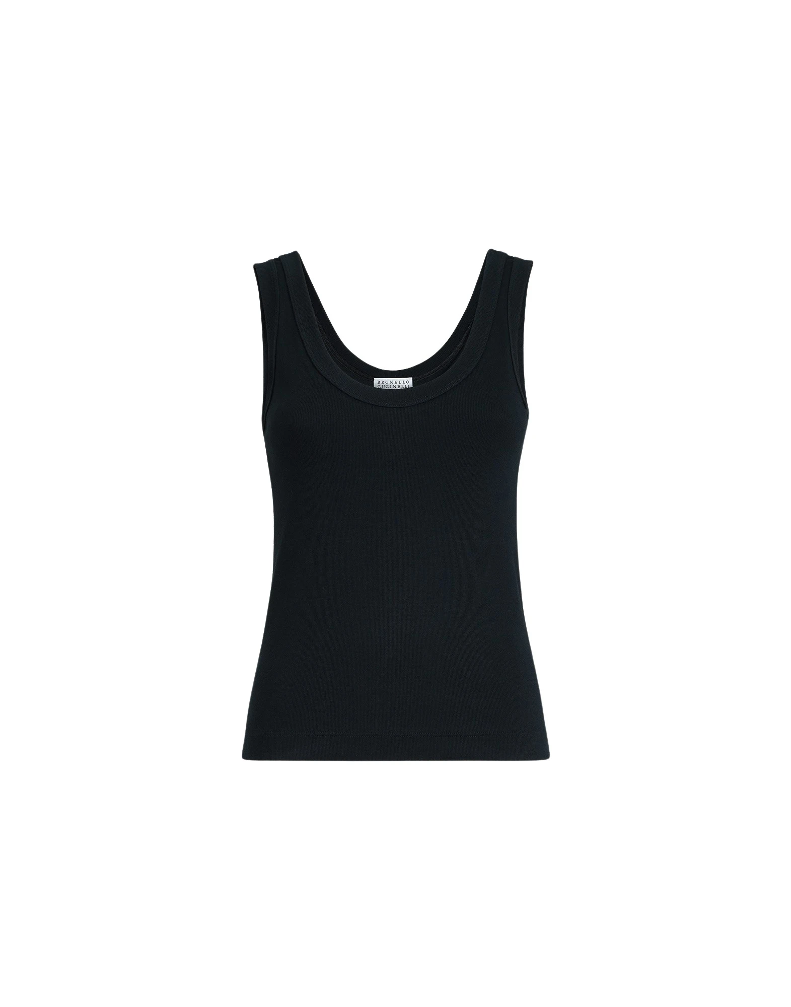Brunello Cucinelli Ribbed jersey top with monili in Black