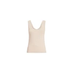 Brunello Cucinelli Ribbed jersey top with monili in Cool Beige