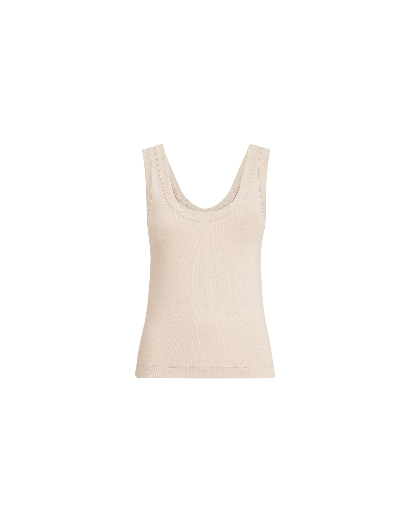 Brunello Cucinelli Ribbed jersey top with monili in Cool Beige