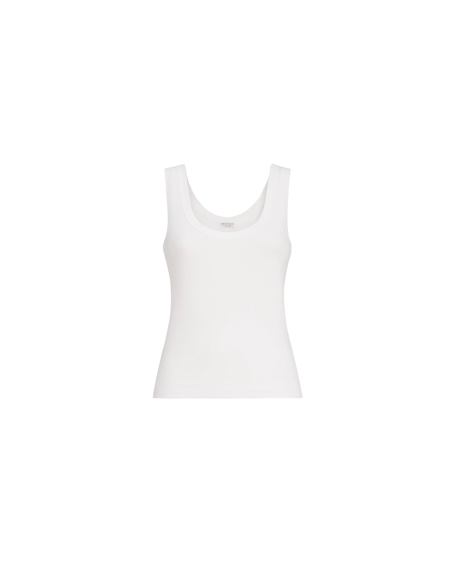 Brunello Cucinelli Ribbed jersey top with monili in White