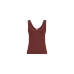 Brunello Cucinelli Ribbed jersey top with monili in Wine