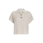 Brunello Cucinelli Ribbed net polo shirt in Oat