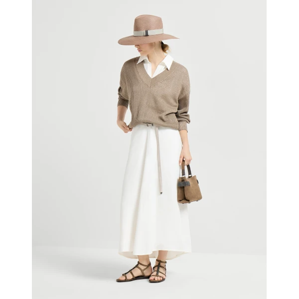 Brunello Cucinelli Ribbed net sweater in Walnut, view 6