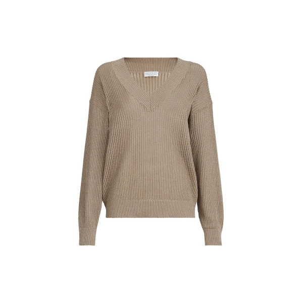 Brunello Cucinelli Ribbed net sweater in Walnut