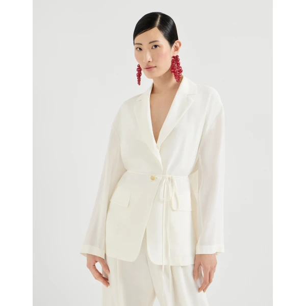Brunello Cucinelli Sablé crêpe blazer in White, view 2
