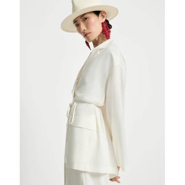 Brunello Cucinelli Sablé crêpe blazer in White, view 5