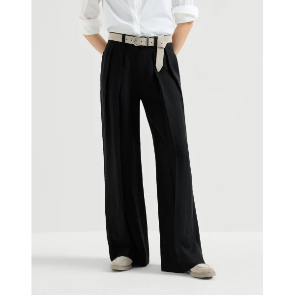 Brunello Cucinelli Sartorial Wide trousers in Black, view 2