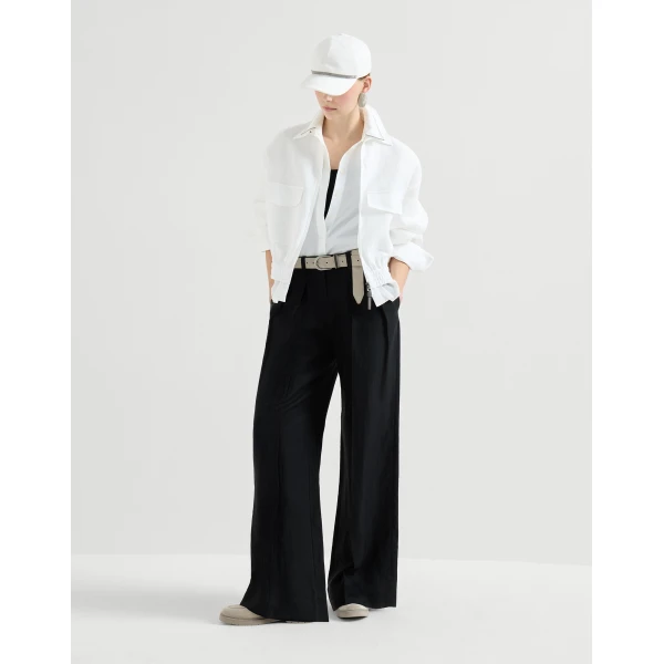 Brunello Cucinelli Sartorial Wide trousers in Black, view 6