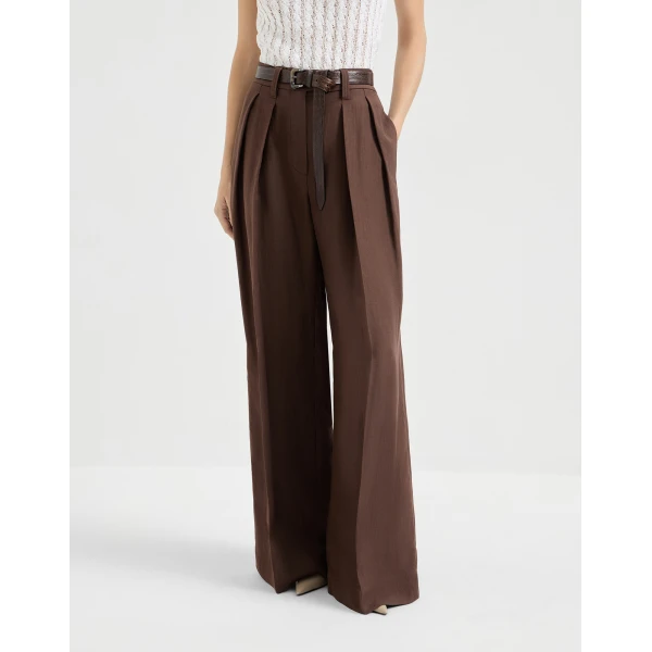 Brunello Cucinelli Sartorial Wide trousers in Cocoa, view 2