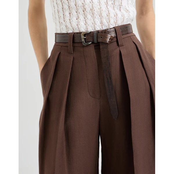 Brunello Cucinelli Sartorial Wide trousers in Cocoa, view 4