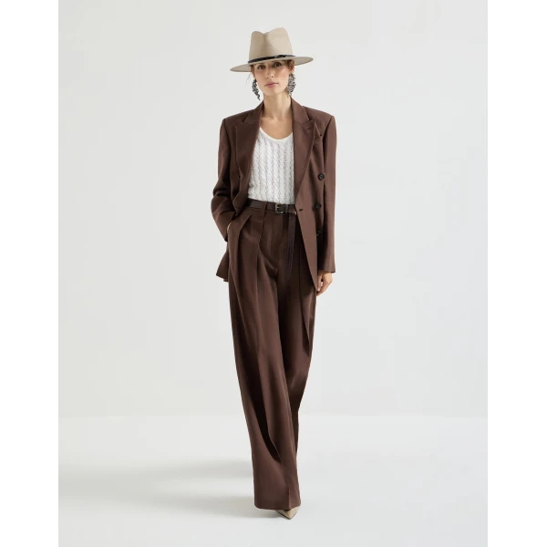 Brunello Cucinelli Sartorial Wide trousers in Cocoa, view 5