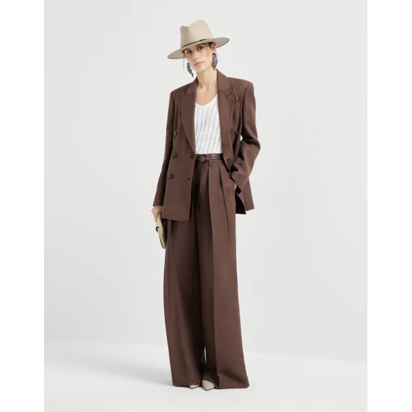 Brunello Cucinelli Sartorial Wide trousers in Cocoa, view 6