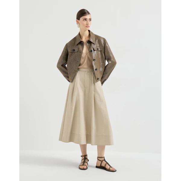 Brunello Cucinelli Sartorial skirt with monili in Beige, view 6