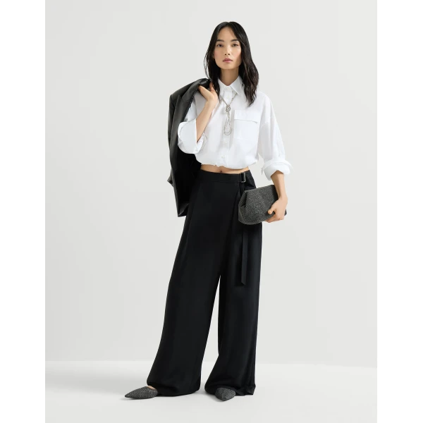 Brunello Cucinelli Sartorial wrap trousers in Black, view 6