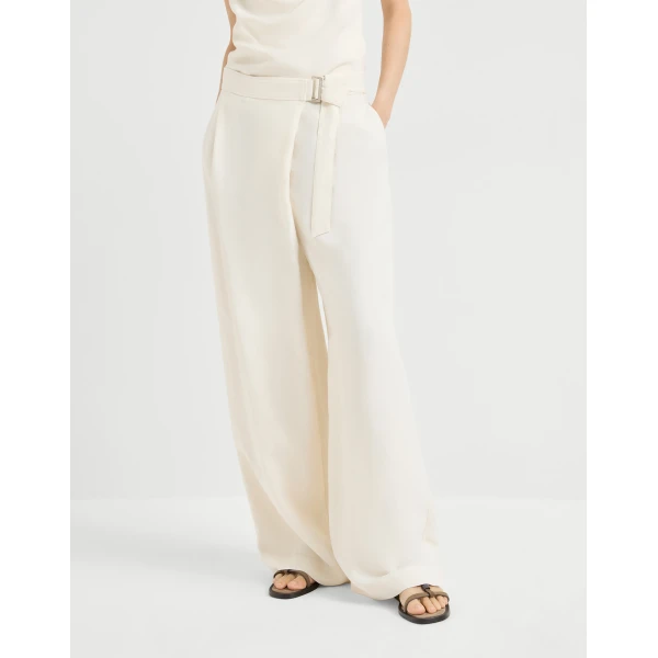 Brunello Cucinelli Sartorial wrap trousers in Ivory, view 2