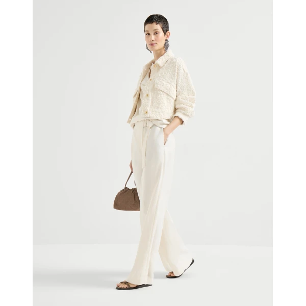Brunello Cucinelli Sartorial wrap trousers in Ivory, view 5