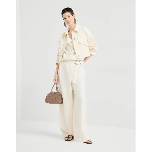 Brunello Cucinelli Sartorial wrap trousers in Ivory, view 6