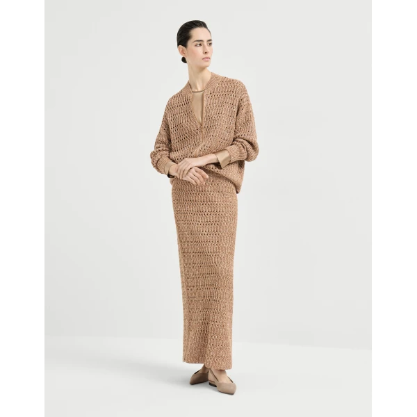 Brunello Cucinelli Satin T-shirt in Chocolate Top, view 6