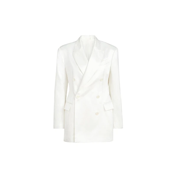 Brunello Cucinelli Satin blazer with monili in White