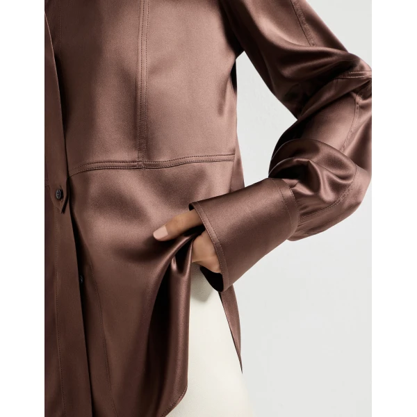 Brunello Cucinelli Satin shirt in Cocoa, view 4