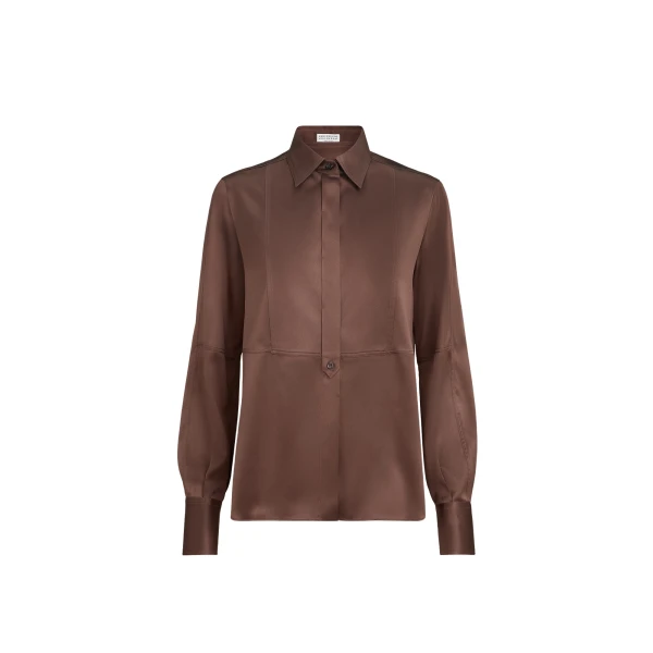 Brunello Cucinelli Satin shirt in Cocoa