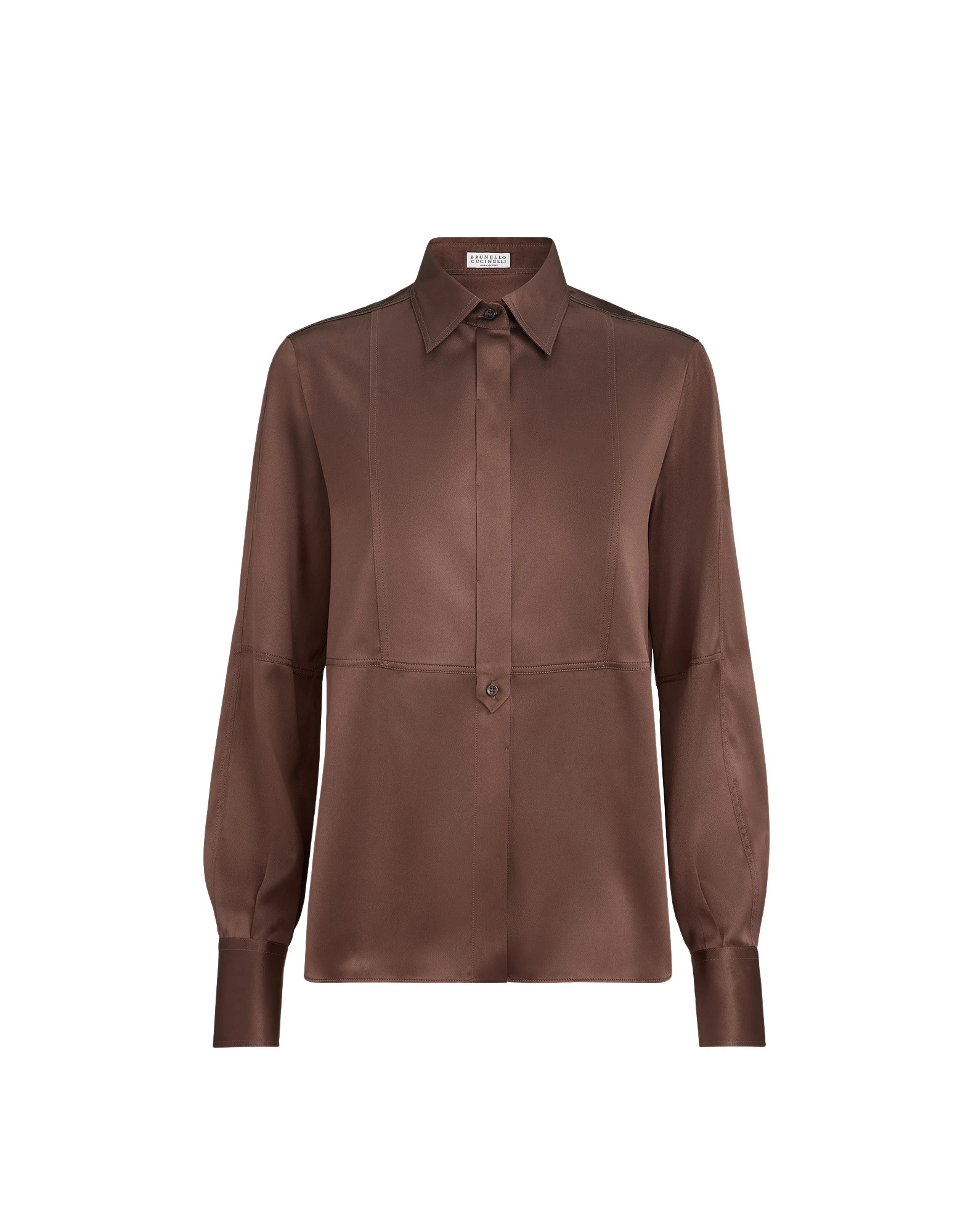 Brunello-Cucinelli-Satin-shirt-in-Cocoa50032_nobg Brunello Cucinelli Satin shirt in Cocoa